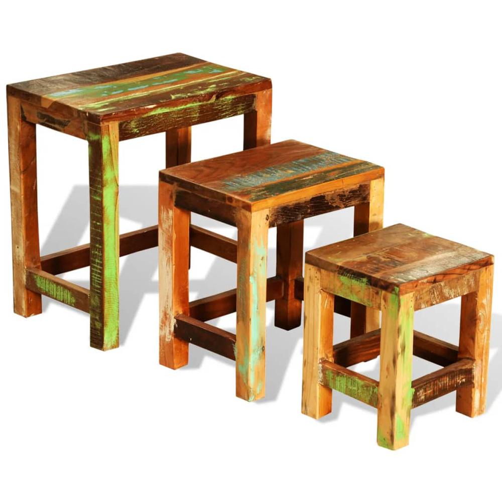 vidaXL Nesting Table Set 3 Pieces Vintage Reclaimed Wood, 241093. Picture 1