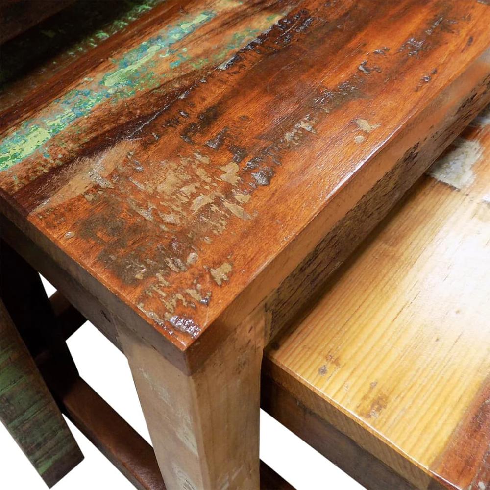 vidaXL Nesting Table Set 3 Pieces Vintage Reclaimed Wood, 241093. Picture 4
