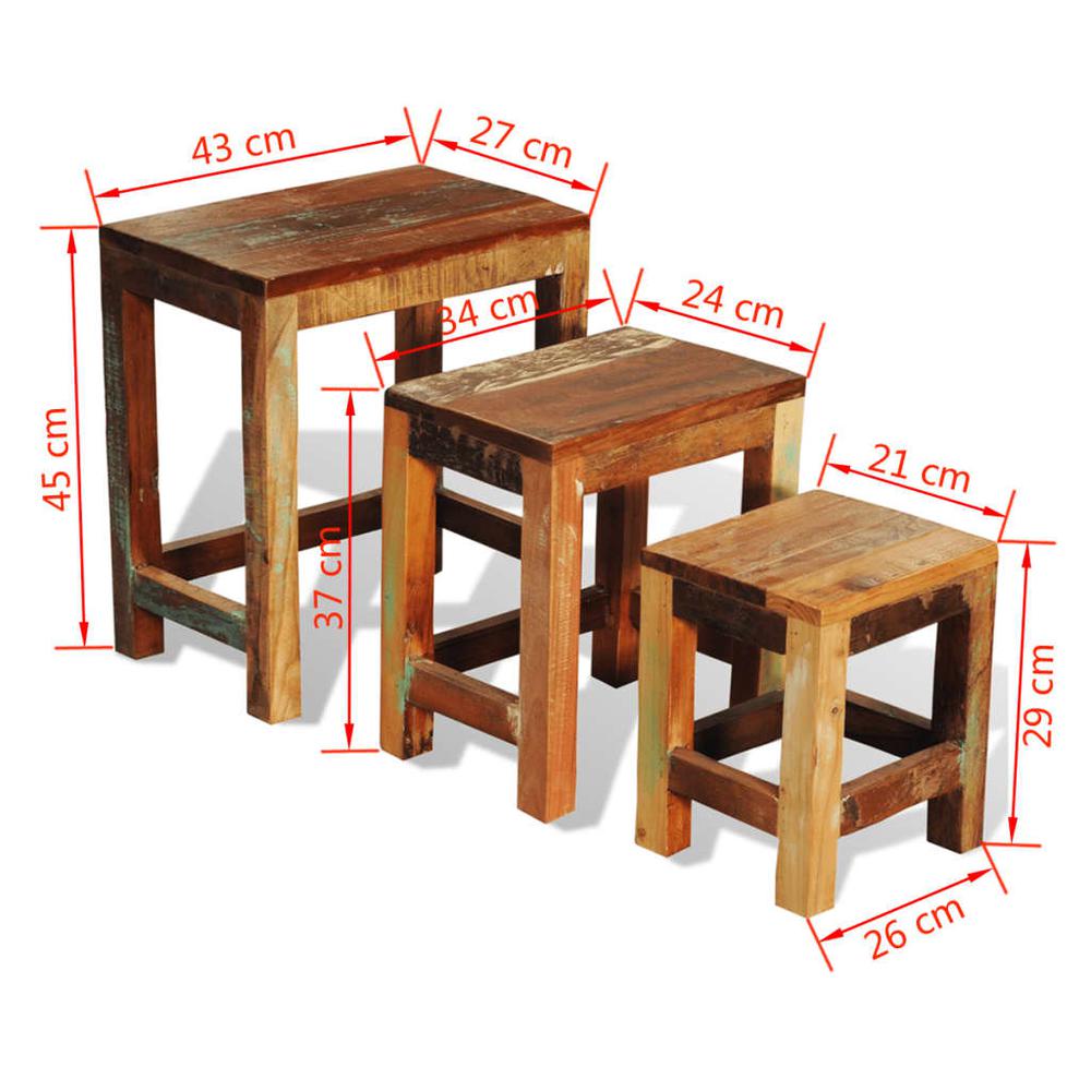 vidaXL Nesting Table Set 3 Pieces Vintage Reclaimed Wood, 241093. Picture 5