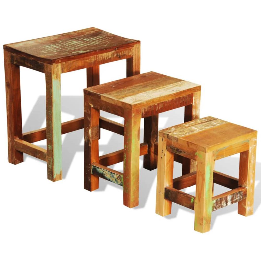vidaXL Nesting Table Set 3 Pieces Vintage Reclaimed Wood, 241093. Picture 7