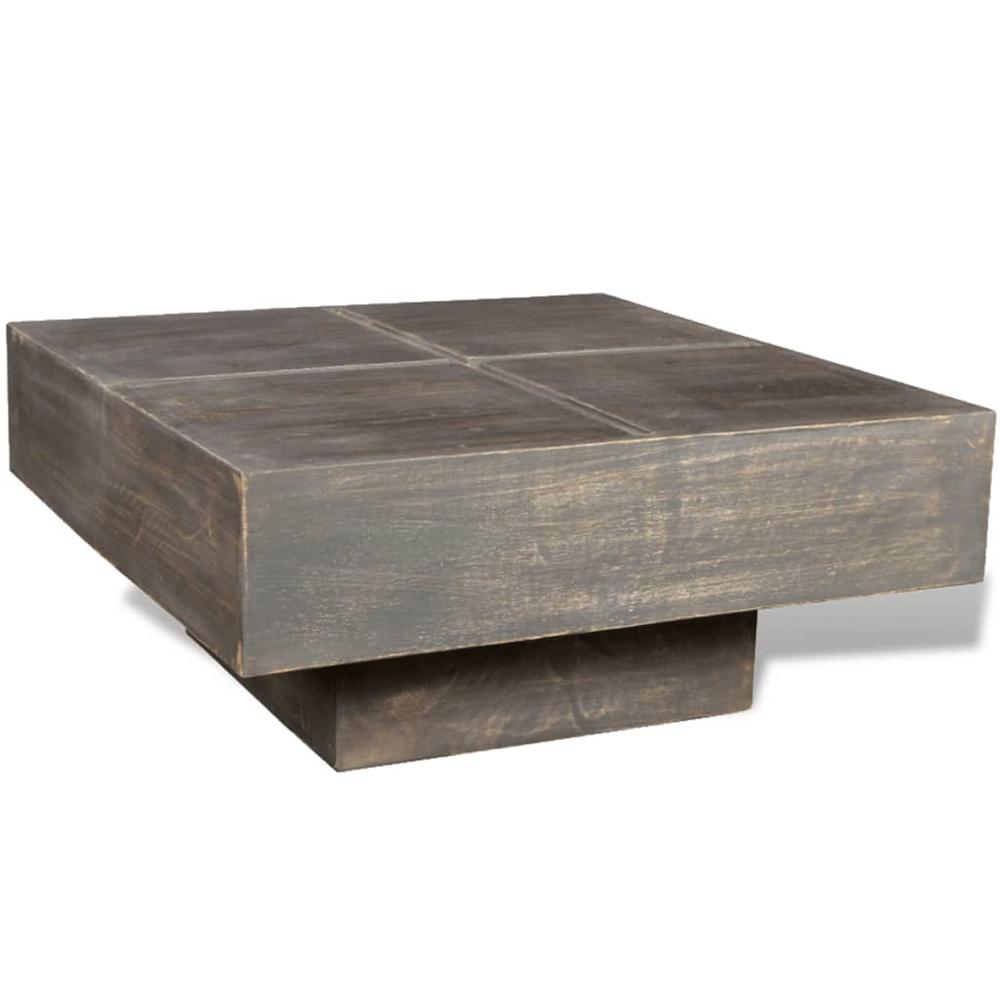 vidaXL Coffee Table Dark Brown Square Solid Mango Wood, 241133. Picture 1