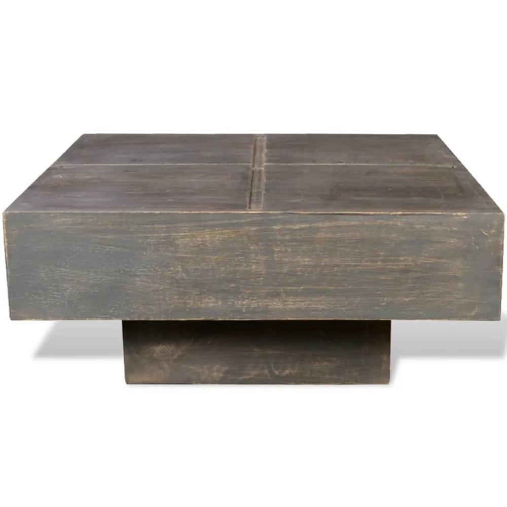 vidaXL Coffee Table Dark Brown Square Solid Mango Wood, 241133. Picture 3