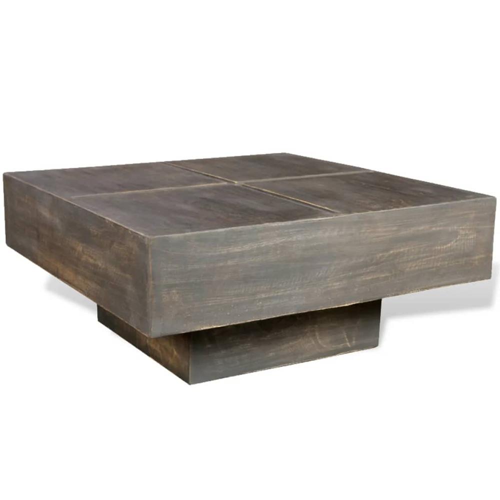 vidaXL Coffee Table Dark Brown Square Solid Mango Wood, 241133. Picture 4