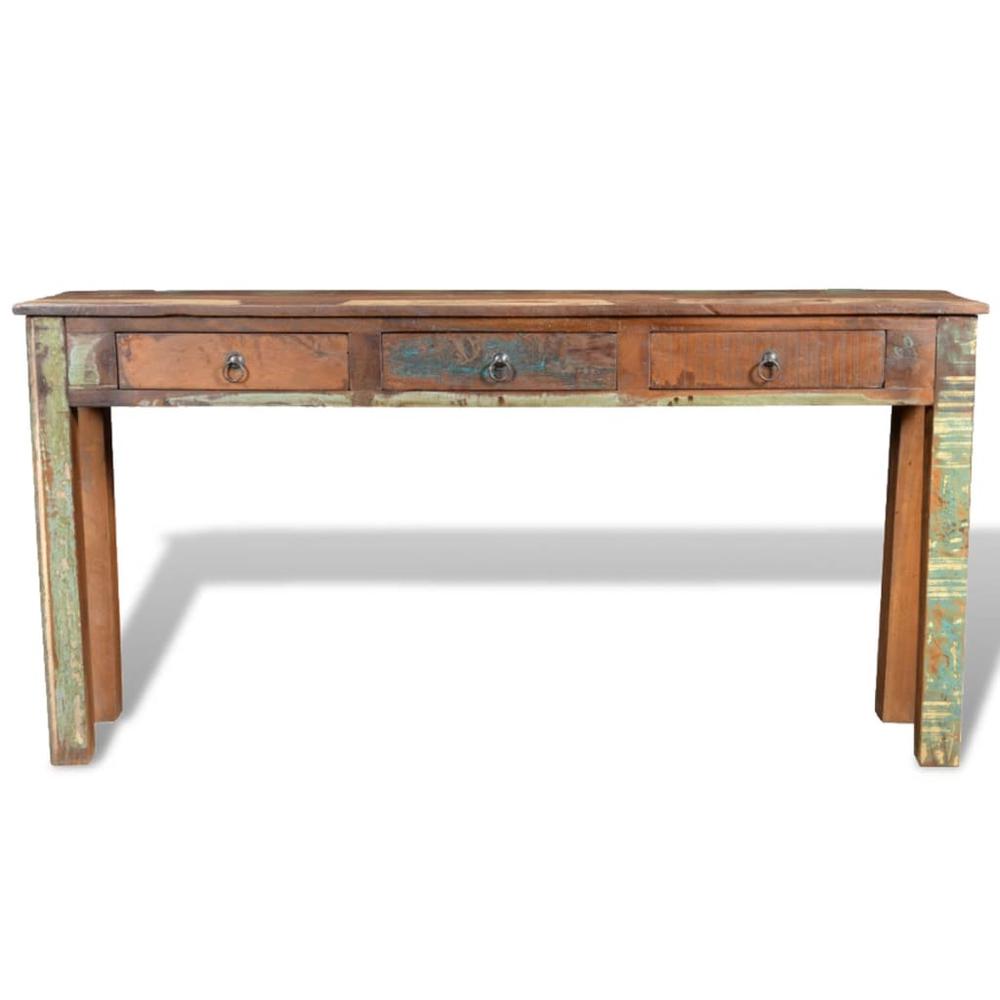 vidaXL Console Table with 3 Drawers Reclaimed Wood, 241137. Picture 4