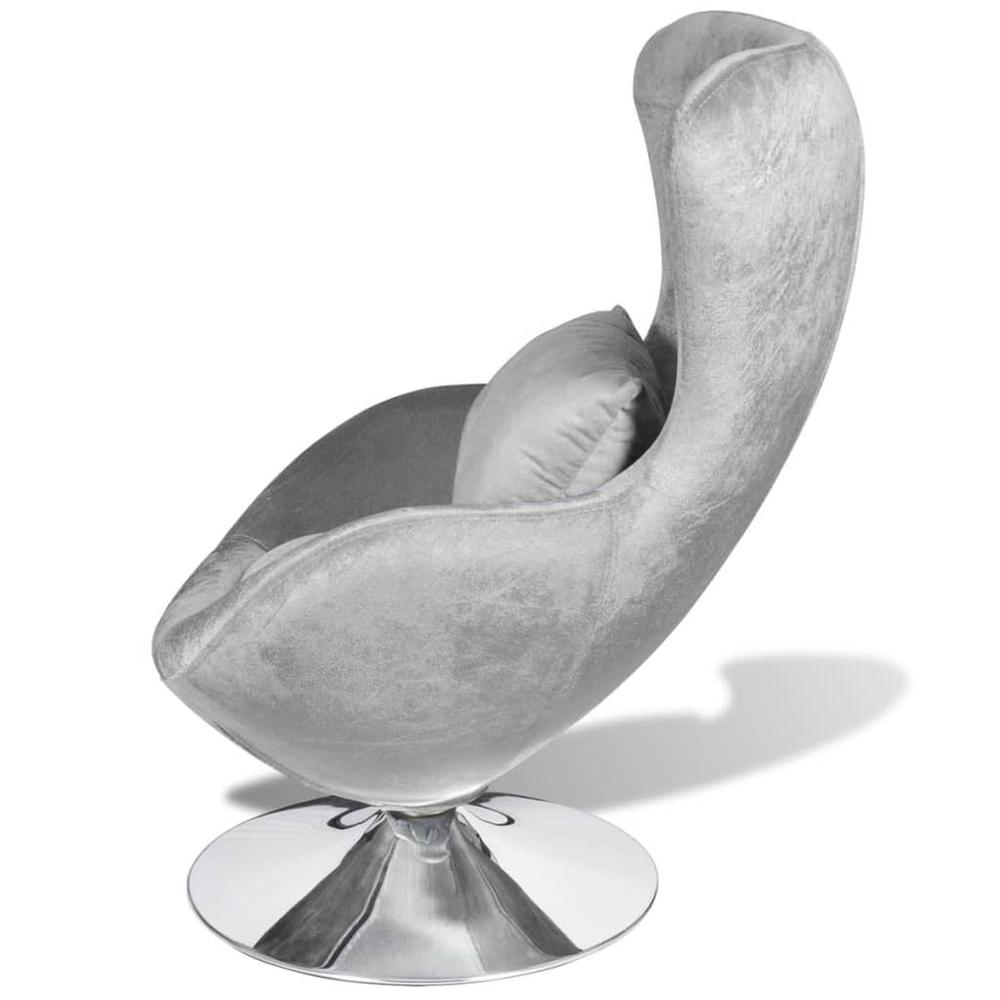 vidaXL Armchair with Egg Shape Silver, 241179. Picture 4