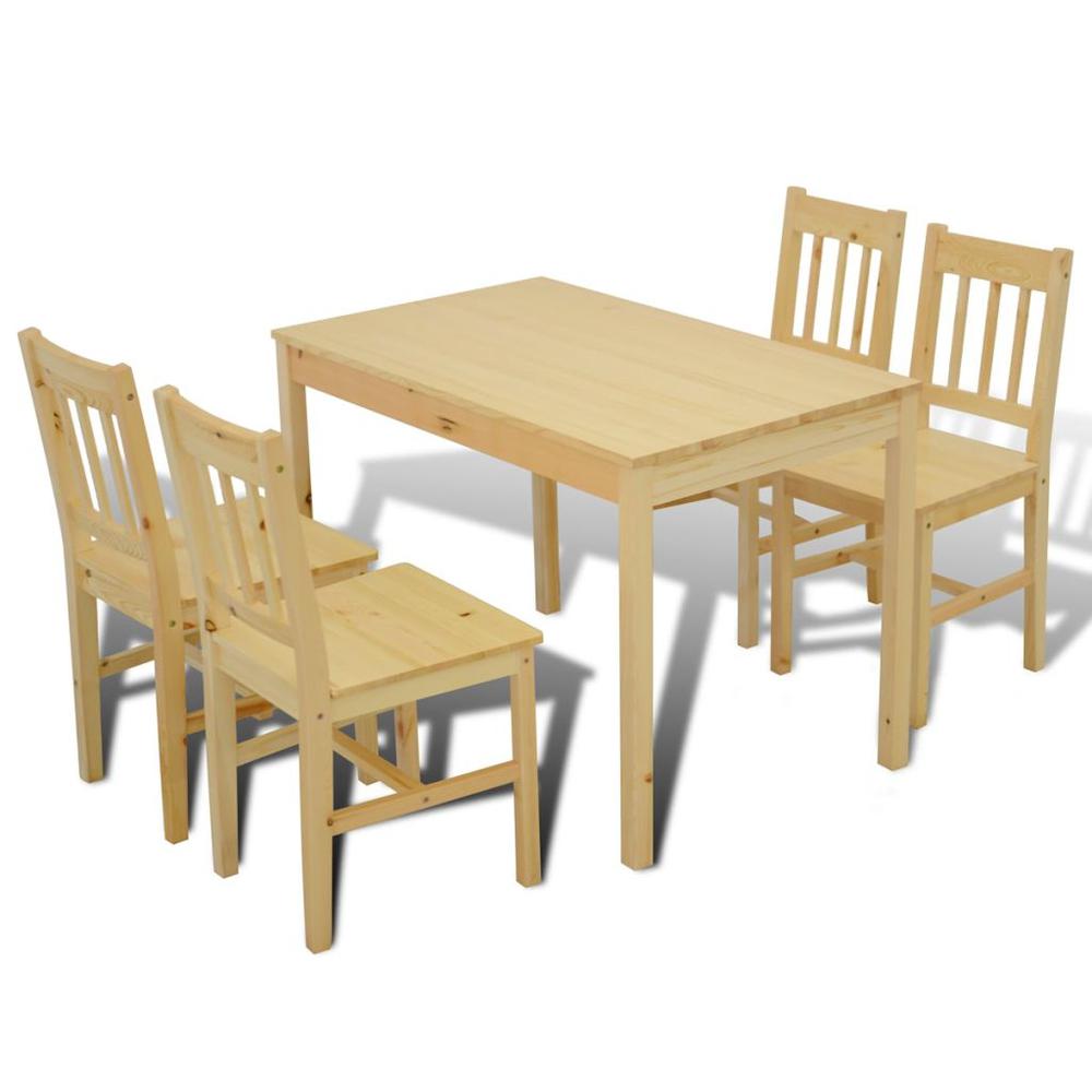 Wooden Dining Table with 4 Chairs Natural, 241220. Picture 6