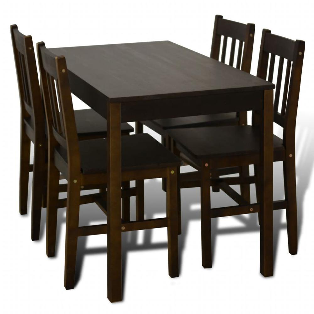 Wooden Dining Table with 4 Chairs Brown, 241221. Picture 2