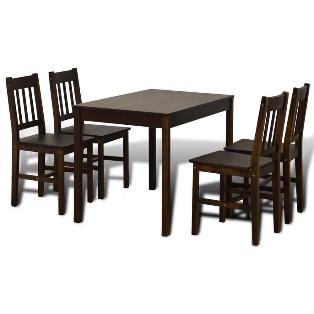Wooden Dining Table with 4 Chairs Brown, 241221. Picture 6