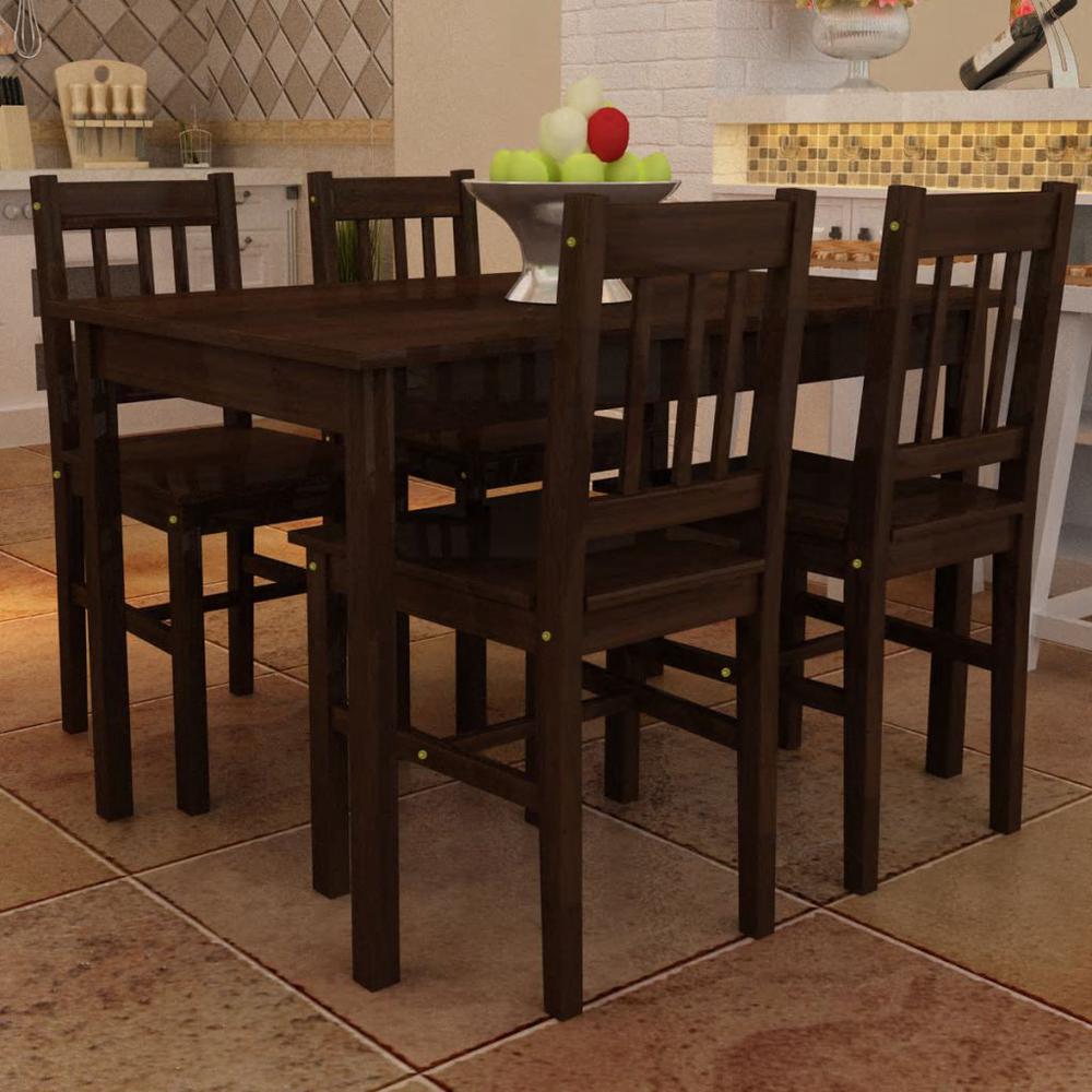 Wooden Dining Table with 4 Chairs Brown, 241221. Picture 1