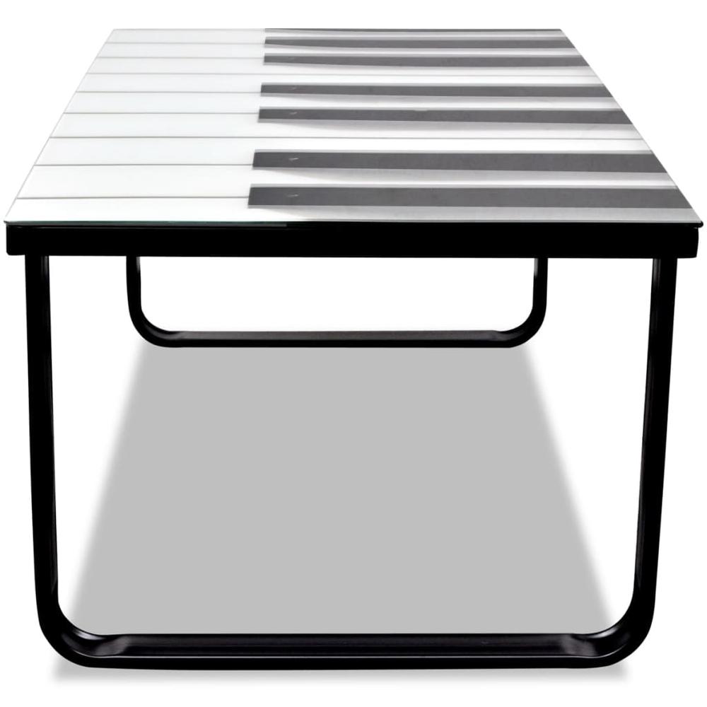 vidaXL Coffee Table with Piano Printing Glass Top, 241174. Picture 4