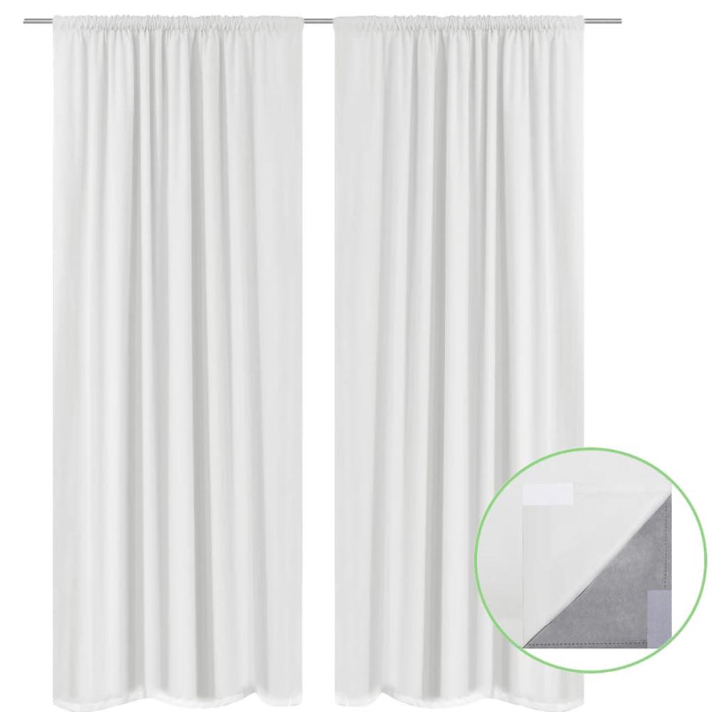 vidaXL Blackout Curtains 2pcs Double Layer 55"x96" White Energy-saving, 130367. Picture 2
