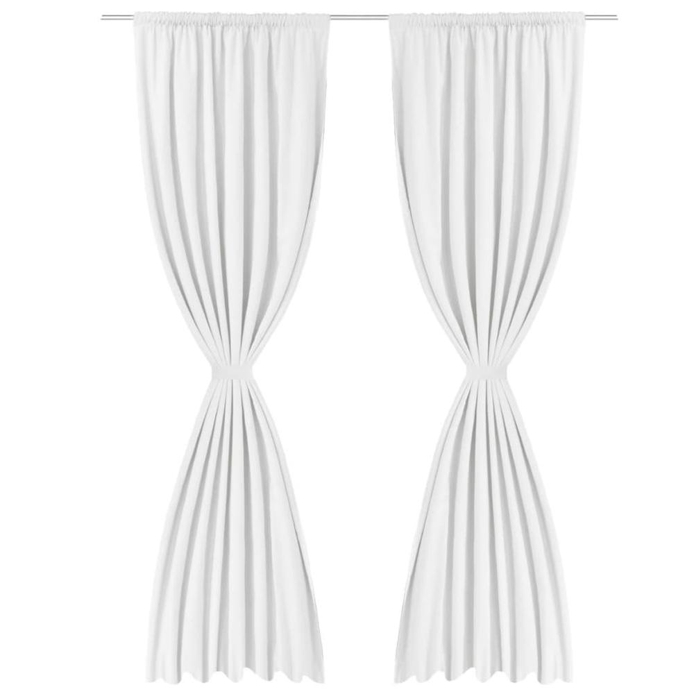 vidaXL Blackout Curtains 2pcs Double Layer 55"x96" White Energy-saving, 130367. Picture 3