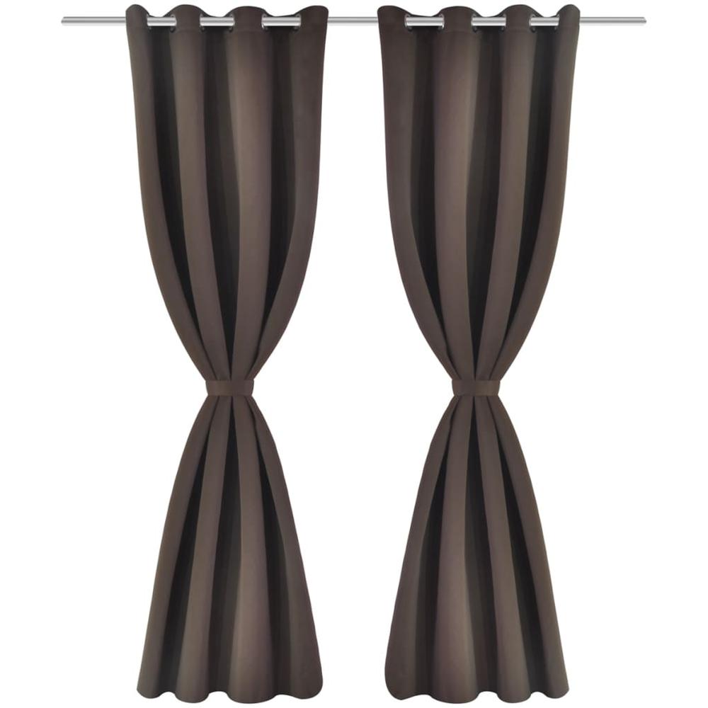 2 pcs Brown Blackout Curtains with Metal Rings 53" x 96", 130371. Picture 2
