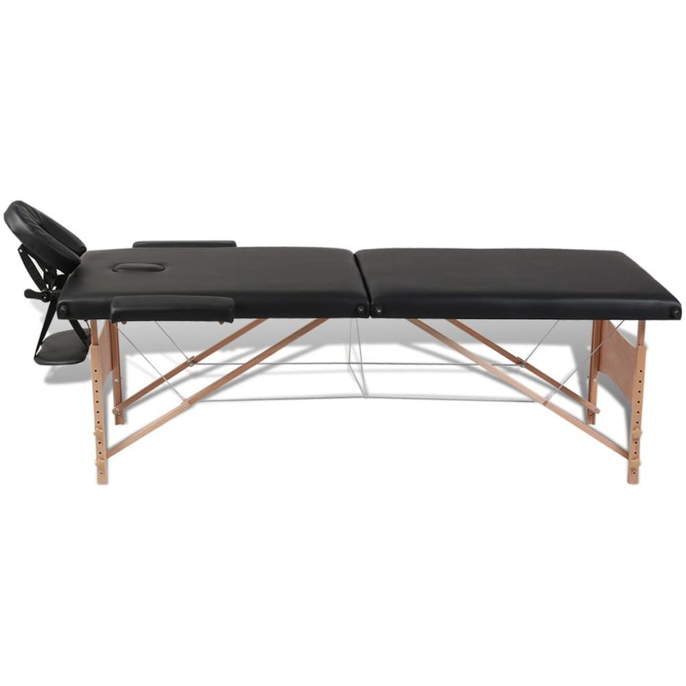 Black Foldable Massage Table 2 Zones with Wooden Frame. Picture 7