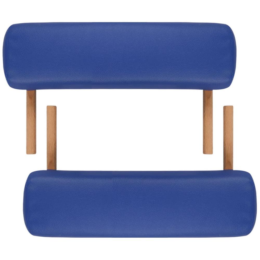 Blue Foldable Massage Table 3 Zones with Wooden Frame. Picture 5