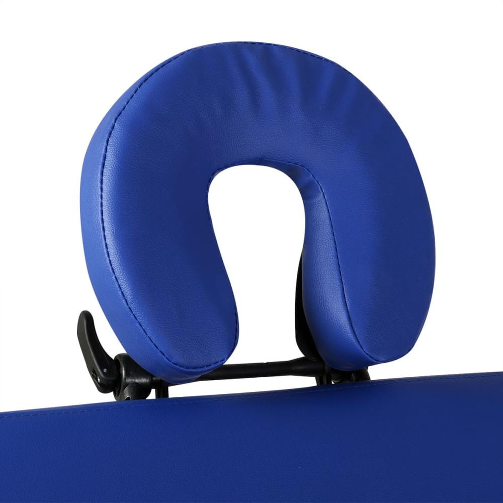 Blue Foldable Massage Table 2 Zones with Aluminum Frame. Picture 2