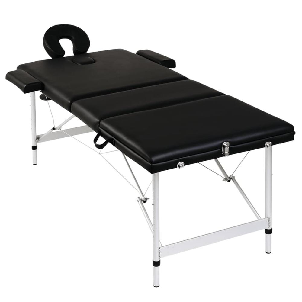 Black Foldable Massage Table 3 Zones with Aluminum Frame. Picture 2