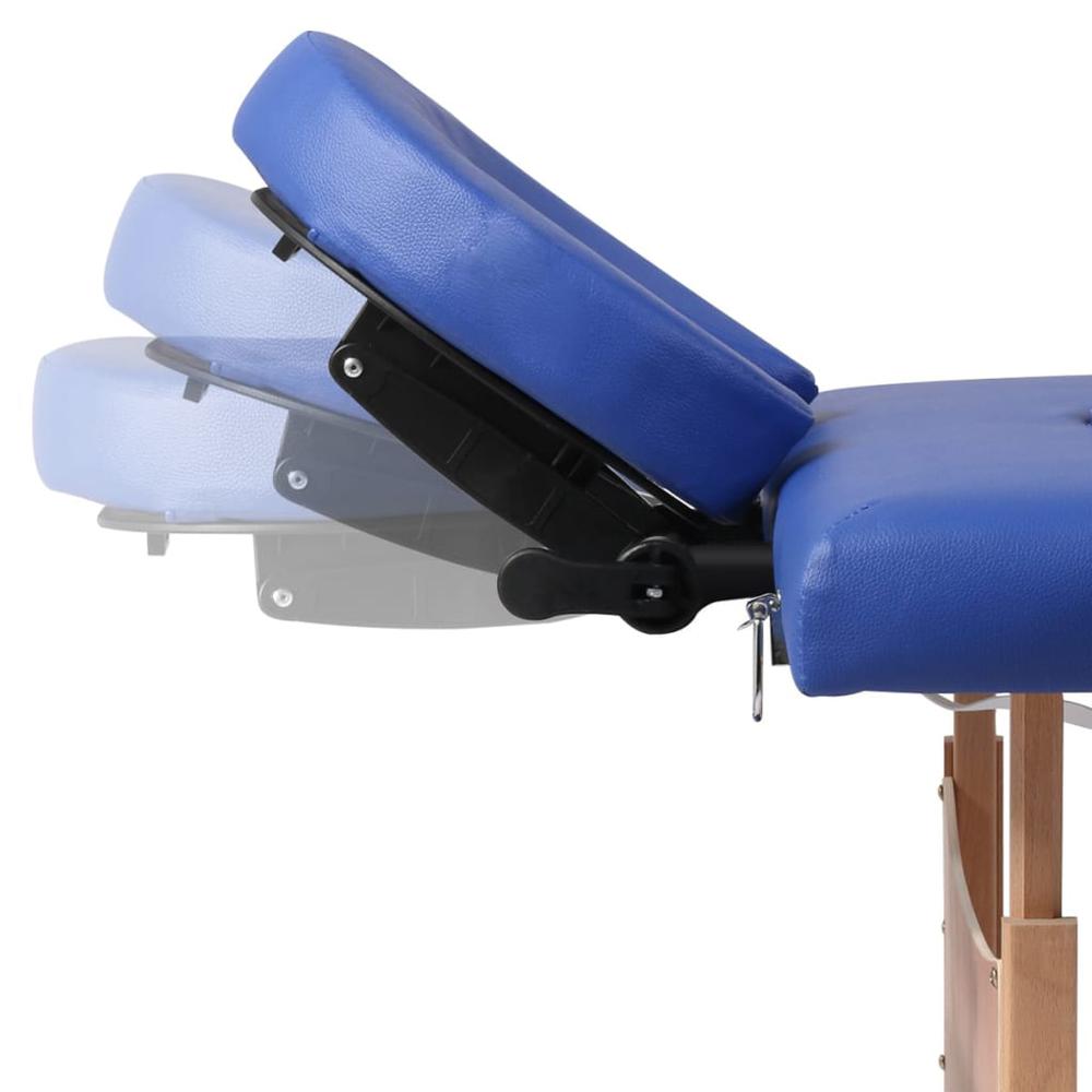 Blue Foldable Massage Table 4 Zones with Wooden Frame. Picture 4