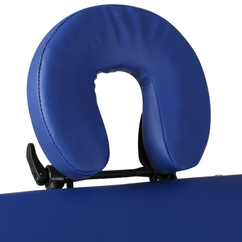 Blue Foldable Massage Table 4 Zones with Wooden Frame. Picture 7