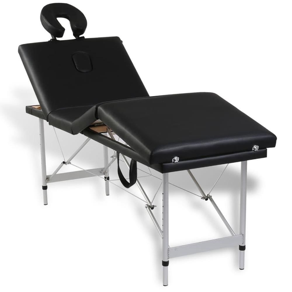 Black Foldable Massage Table 4 Zones with Aluminum Frame. Picture 1