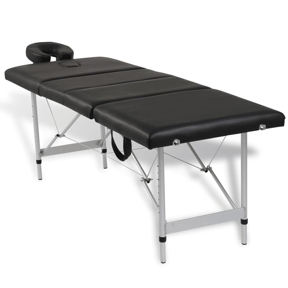 Black Foldable Massage Table 4 Zones with Aluminum Frame. Picture 2