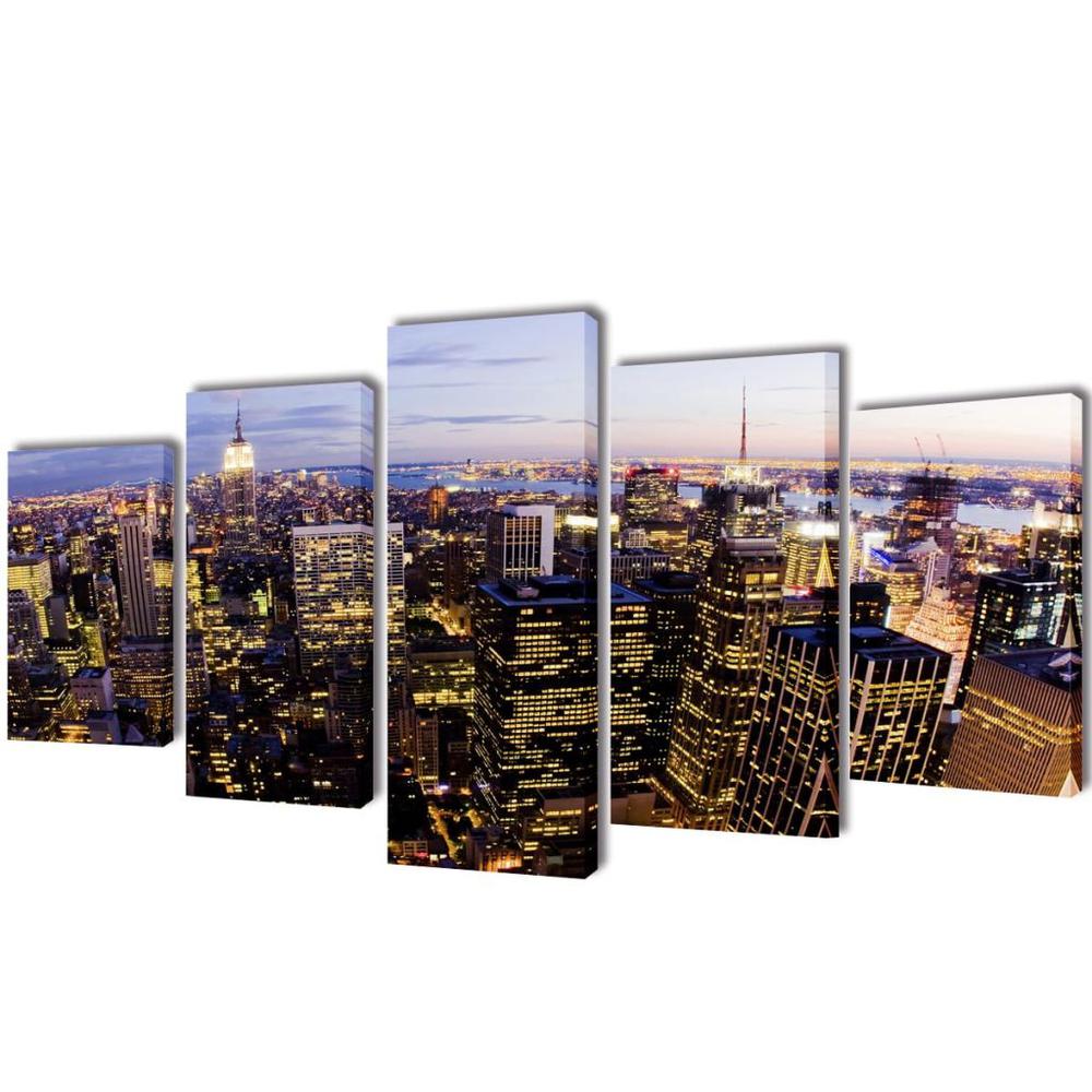 Canvas Wall Print Set Birds Eye View of New York Skyline 79" x 39", 241547. Picture 1