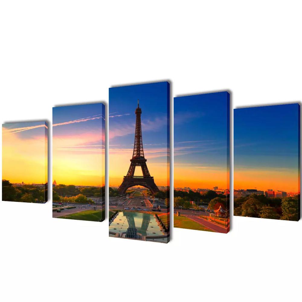 Canvas Wall Print Set Eiffel Tower 79" x 39", 241559. Picture 1
