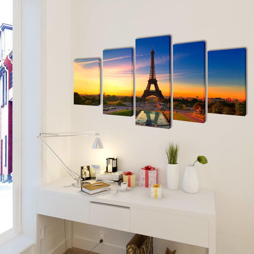 Canvas Wall Print Set Eiffel Tower 79" x 39", 241559. Picture 2