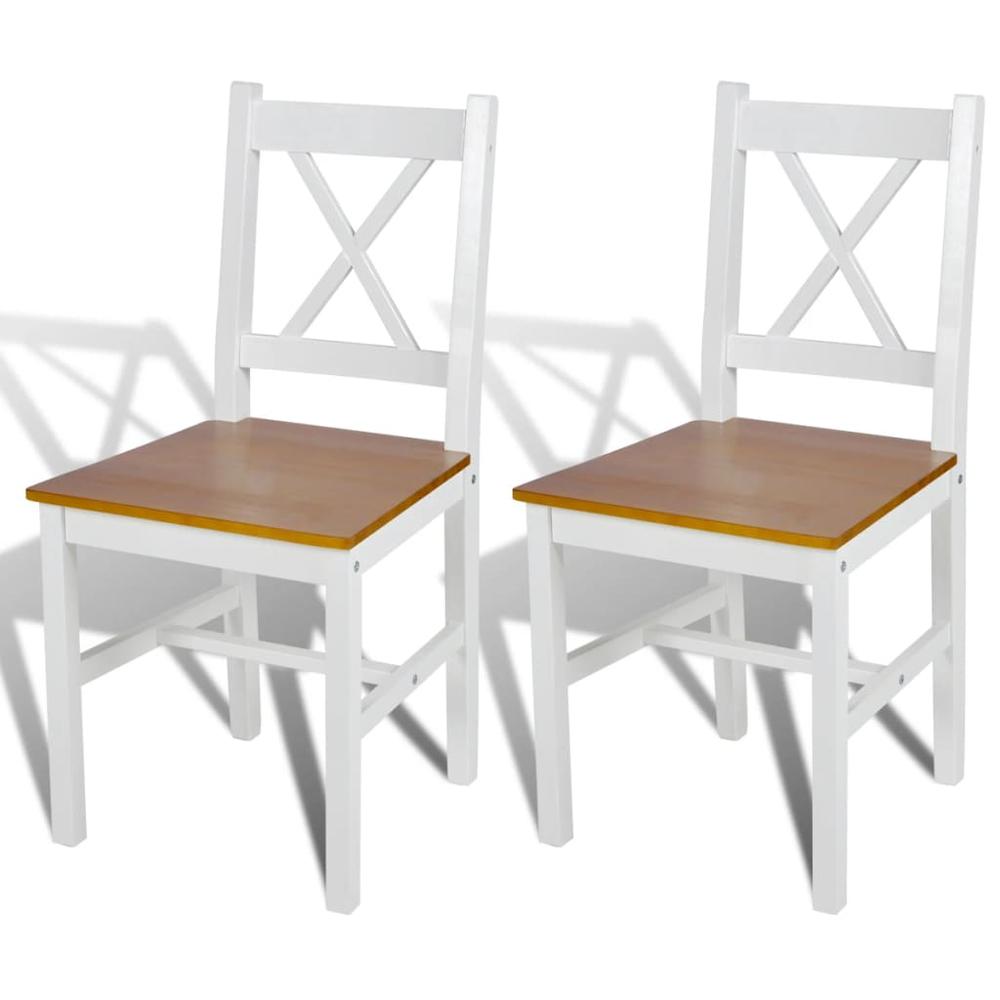 vidaXL Dining Chairs 2 pcs White Pinewood, 241512. Picture 1