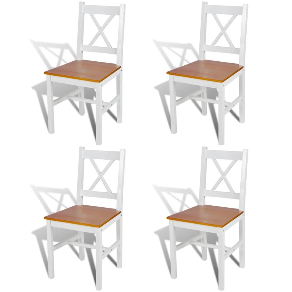 vidaXL Dining Chairs 4 pcs White Pinewood, 241513. The main picture.