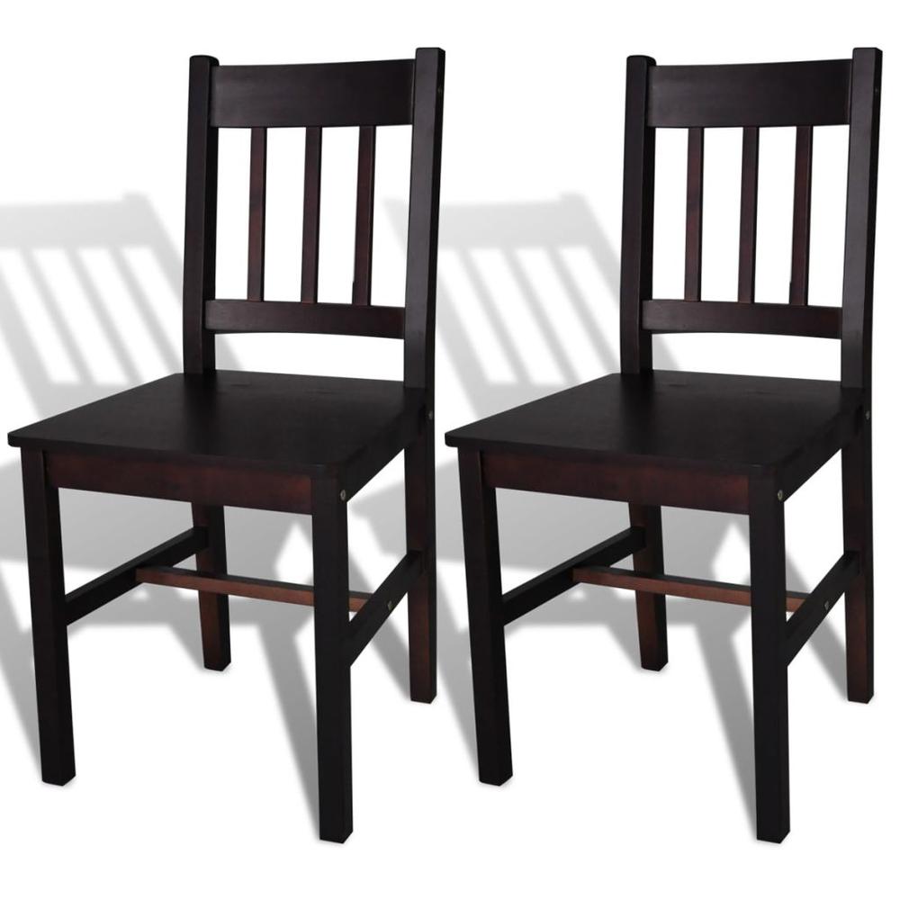 vidaXL Dining Chairs 2 pcs Dark Brown Pinewood, 241516. Picture 1