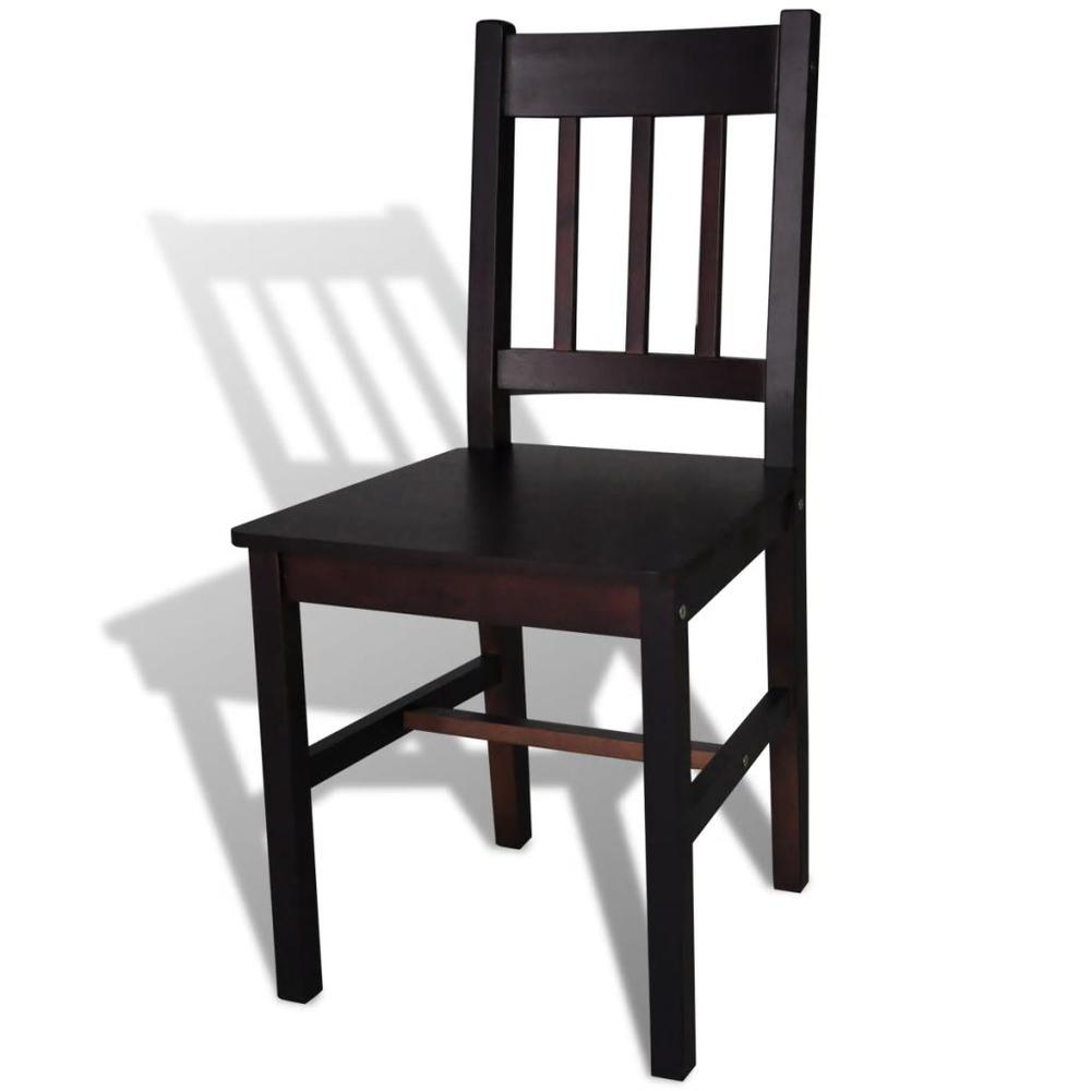 vidaXL Dining Chairs 2 pcs Dark Brown Pinewood, 241516. Picture 4