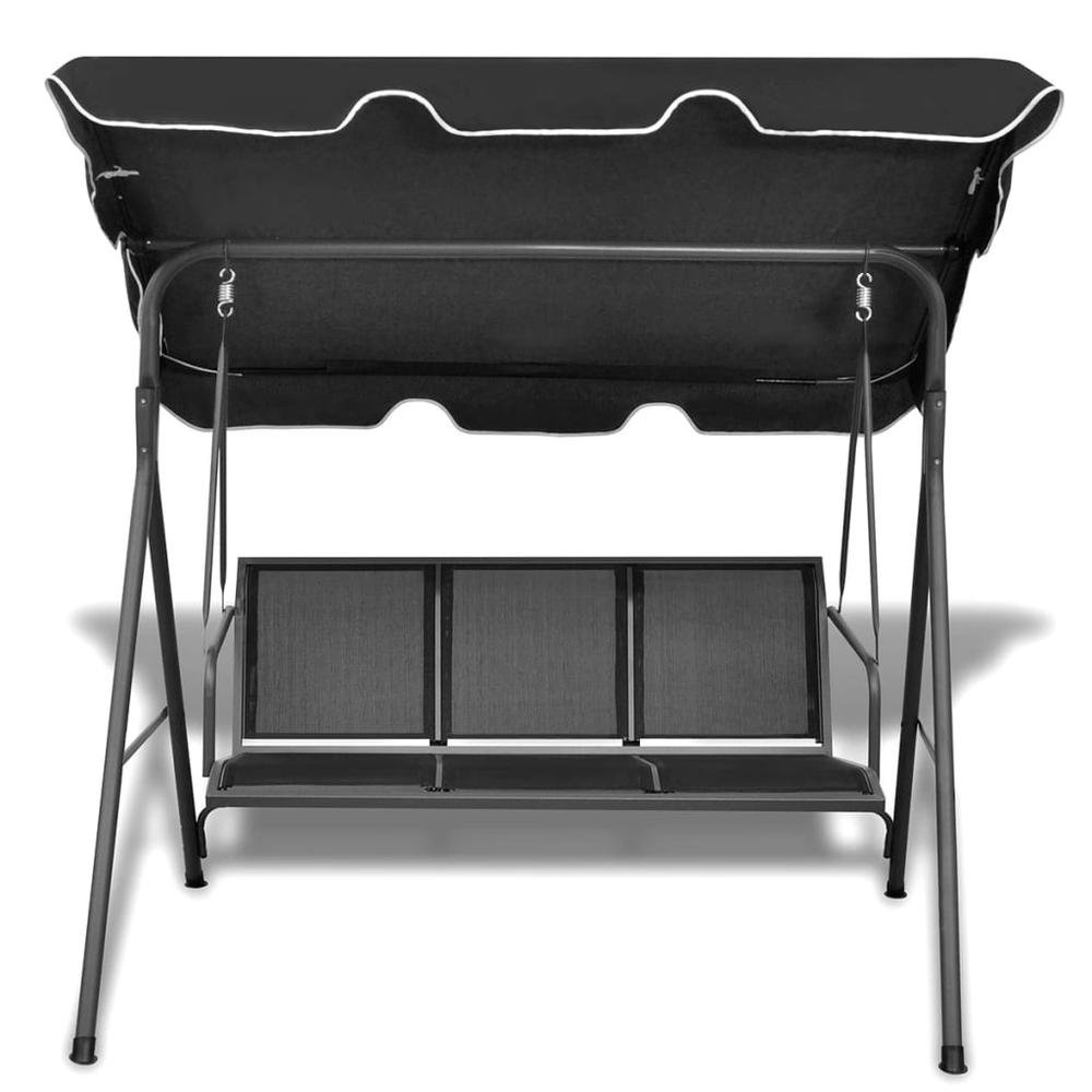 vidaXL Garden Swing Bench with Canopy Black, 41421. Picture 2
