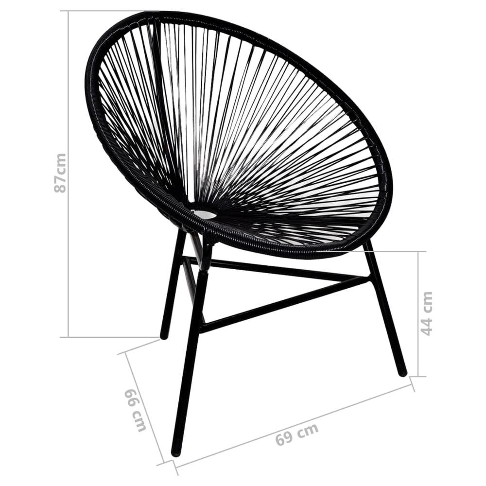 vidaXL Garden Moon Chair Poly Rattan Black, 41383. Picture 4