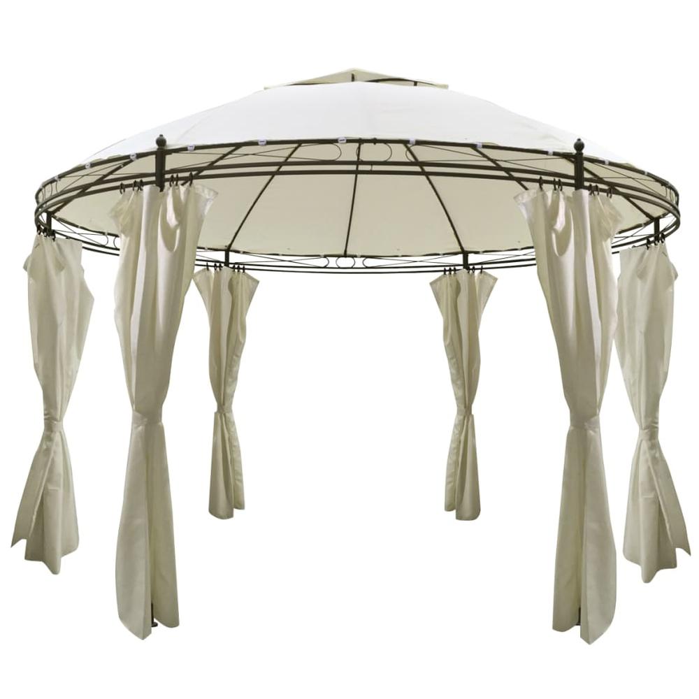 vidaXL Round Gazebo with Curtains 11' 5'' x 8' 9'' 1419. Picture 2