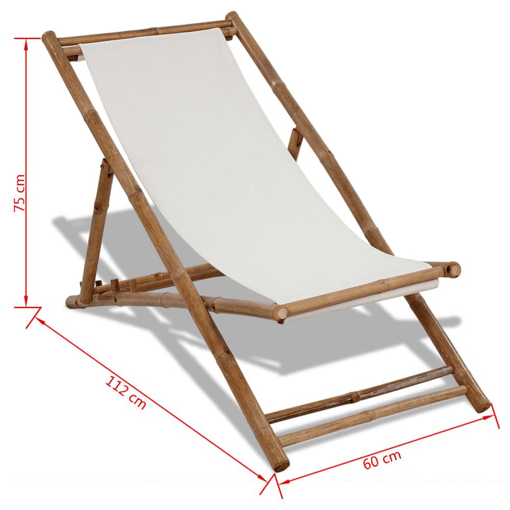 vidaXL Outdoor Deck Chair Bamboo and Canvas, 41491. Picture 6