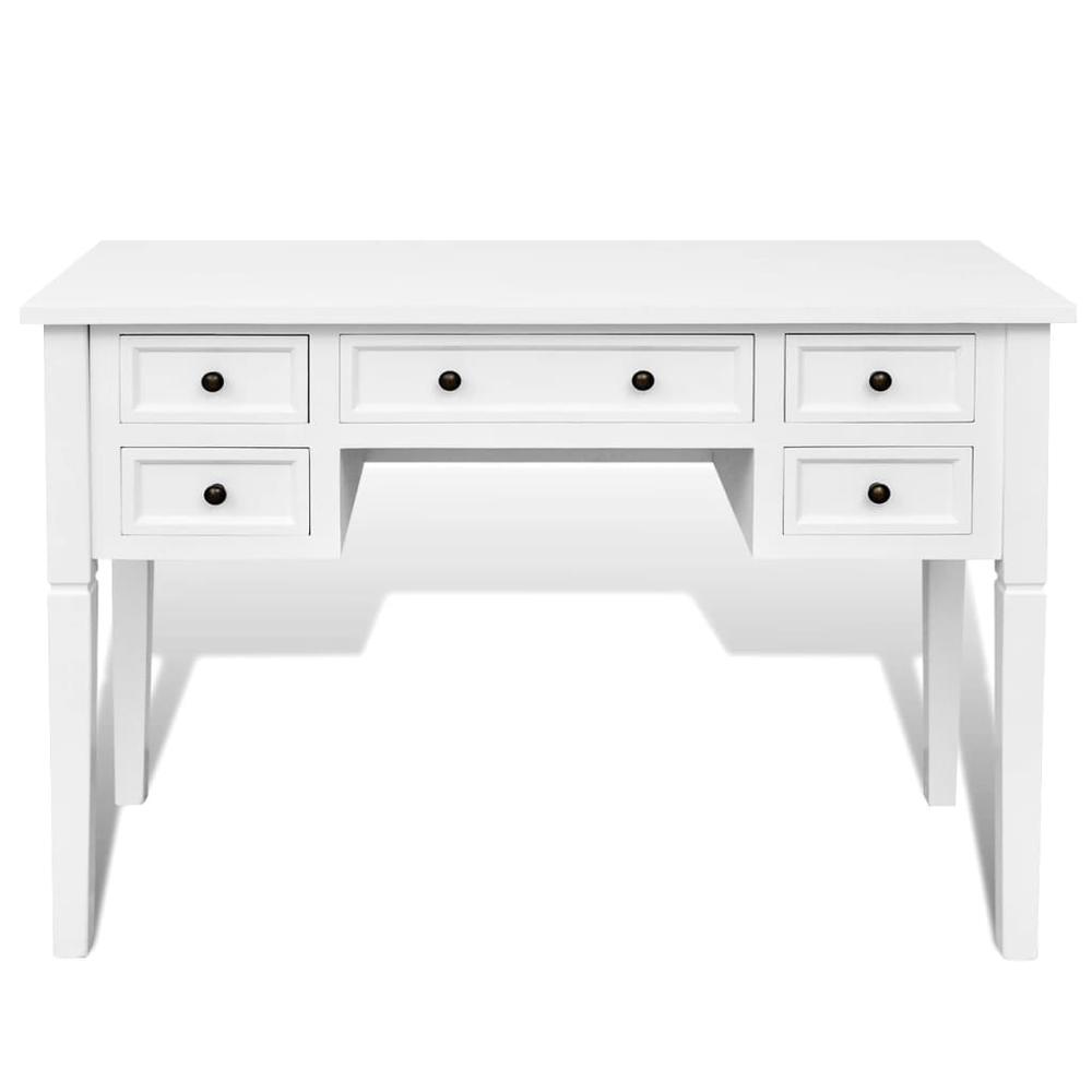 vidaXL Writing Desk with 5 Drawers White, 241533. Picture 3