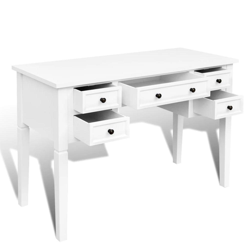 vidaXL Writing Desk with 5 Drawers White, 241533. Picture 4