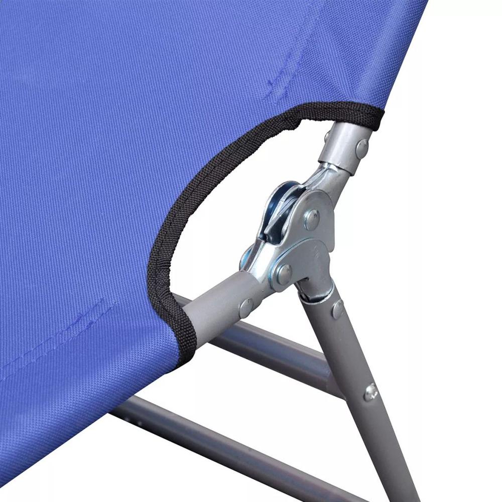 vidaXL Folding Sun Lounger with Head Cushion Powder-coated Steel Blue, 41481. Picture 5