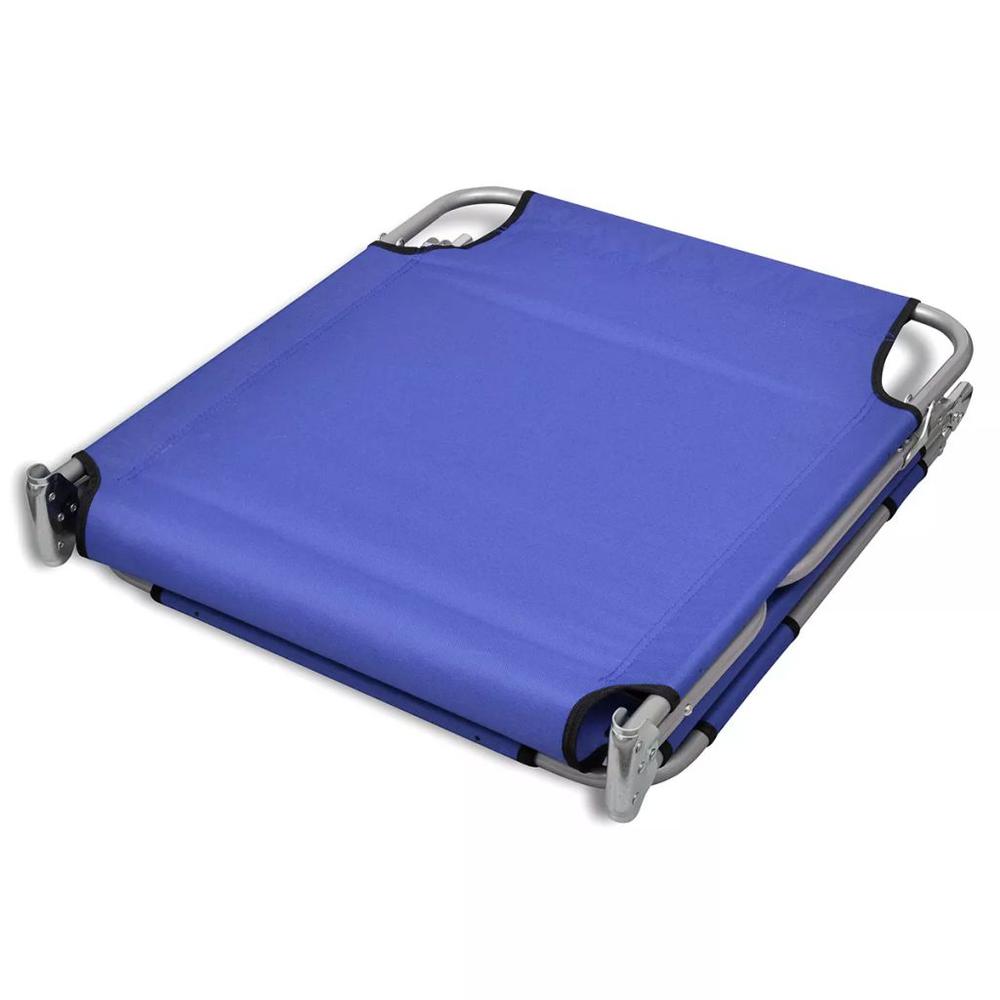 vidaXL Folding Sun Lounger with Head Cushion Powder-coated Steel Blue, 41481. Picture 6