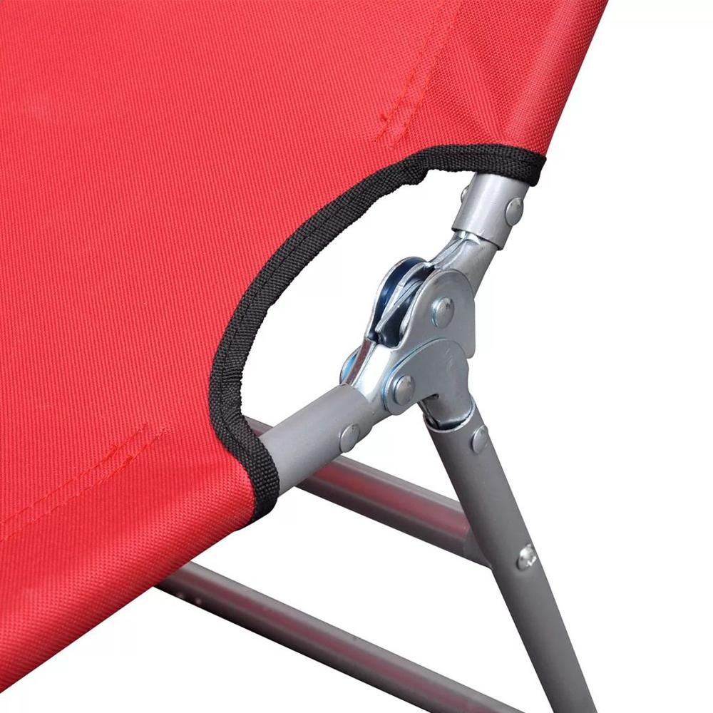 vidaXL Folding Sun Lounger with Head Cushion Powder-coated Steel Red, 41483. Picture 5