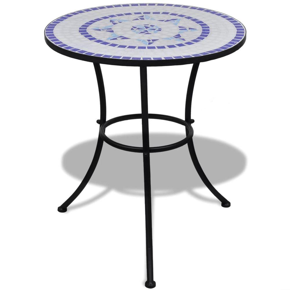 vidaXL Bistro Table Blue and White 23.6" Mosaic, 41530. Picture 1