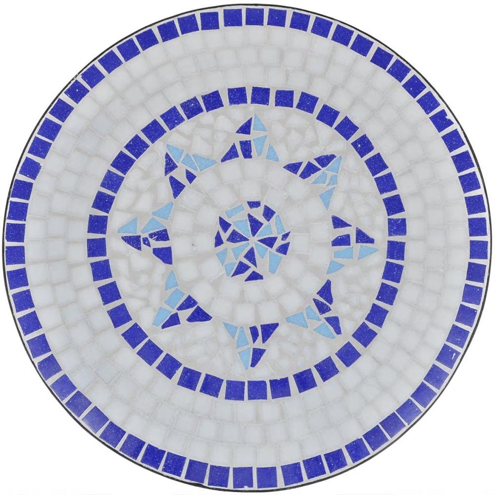 vidaXL Bistro Table Blue and White 23.6" Mosaic, 41530. Picture 3