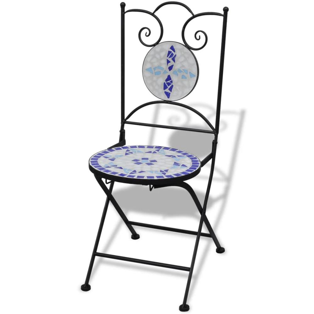 vidaXL Folding Bistro Chairs 2 pcs Ceramic Blue and White, 41531. Picture 2