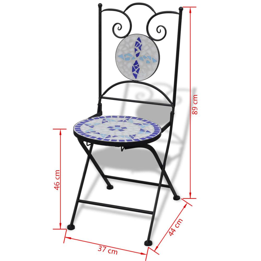vidaXL Folding Bistro Chairs 2 pcs Ceramic Blue and White, 41531. Picture 7