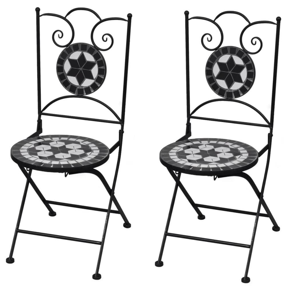 vidaXL Folding Bistro Chairs 2 pcs Ceramic Black and White, 41533. Picture 1