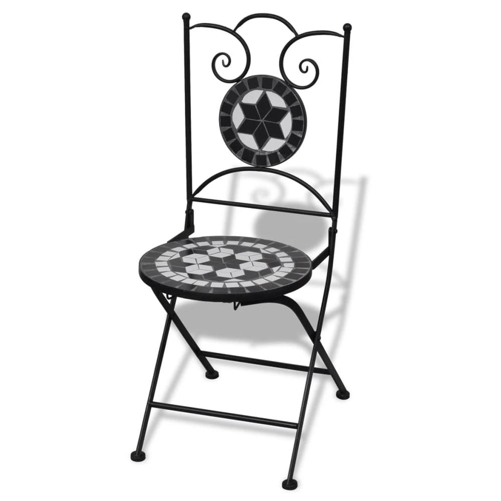 vidaXL Folding Bistro Chairs 2 pcs Ceramic Black and White, 41533. Picture 2