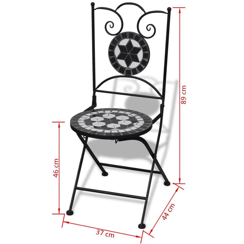 vidaXL Folding Bistro Chairs 2 pcs Ceramic Black and White, 41533. Picture 7