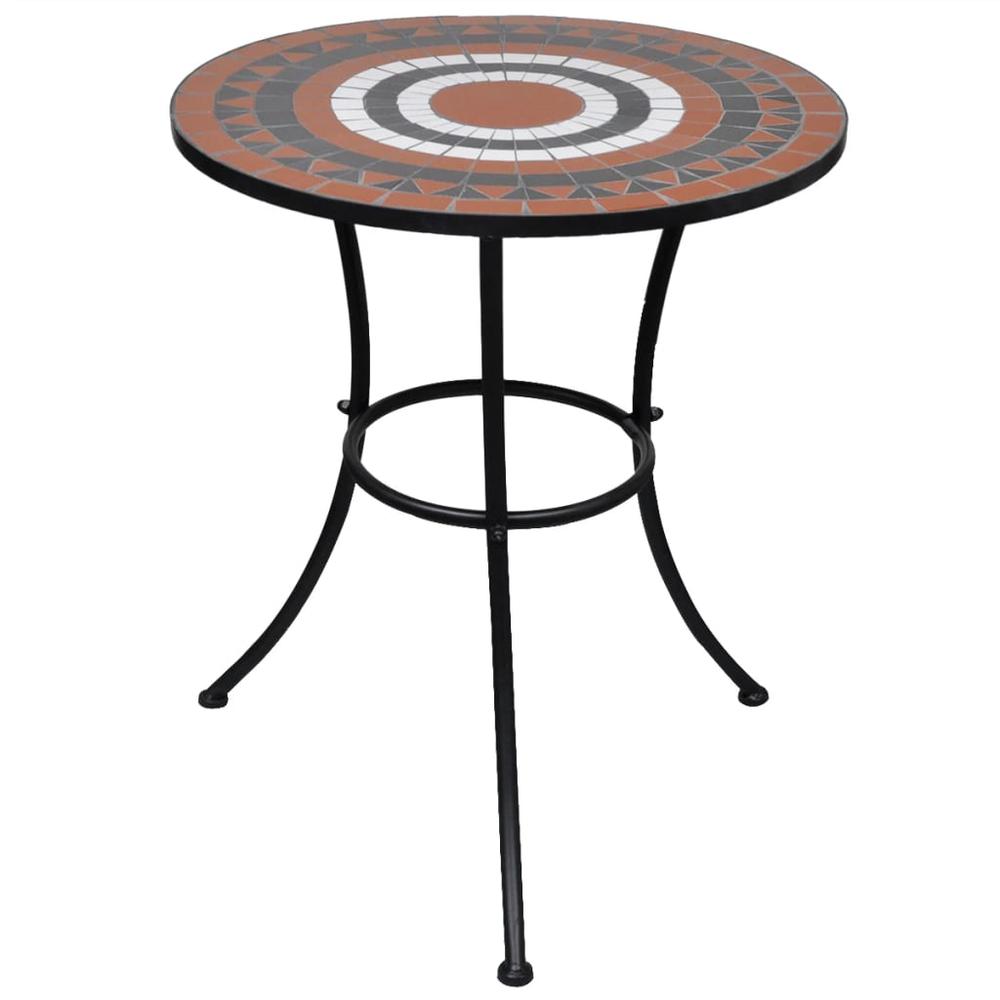 vidaXL Bistro Table Terracotta and White 23.6" Mosaic, 41534. Picture 1