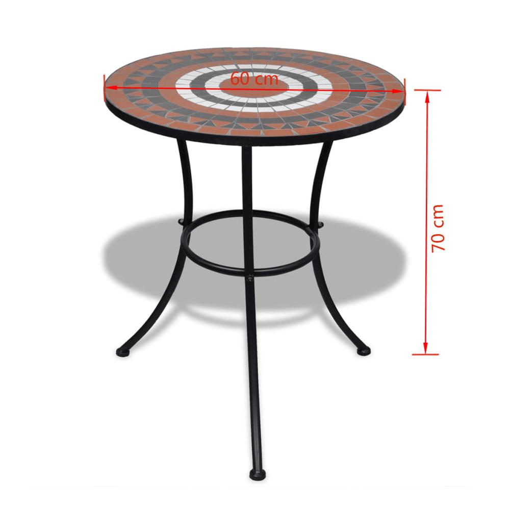 vidaXL Bistro Table Terracotta and White 23.6" Mosaic, 41534. Picture 5